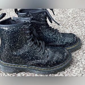 Dr. Martens Black Patent Sparkle Kids Boots